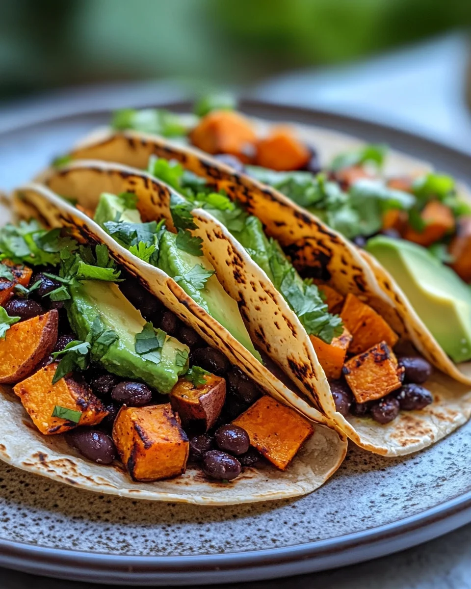Black Bean & Sweet Potato Tacos with Avocado