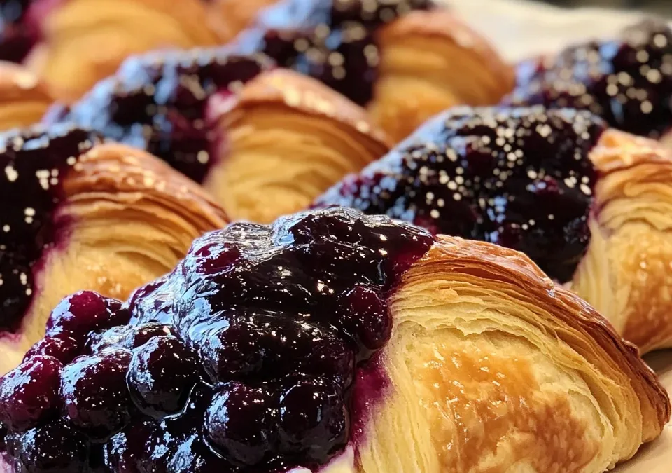 Blueberry cheesecake croissant bombs