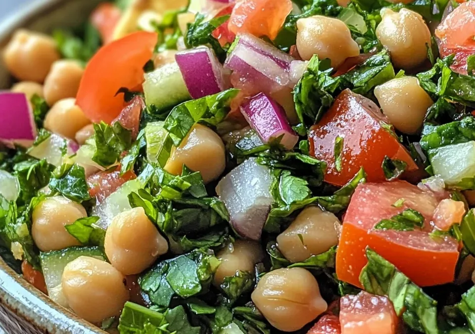 Chickpea Chopped Salad with Pita Chips
