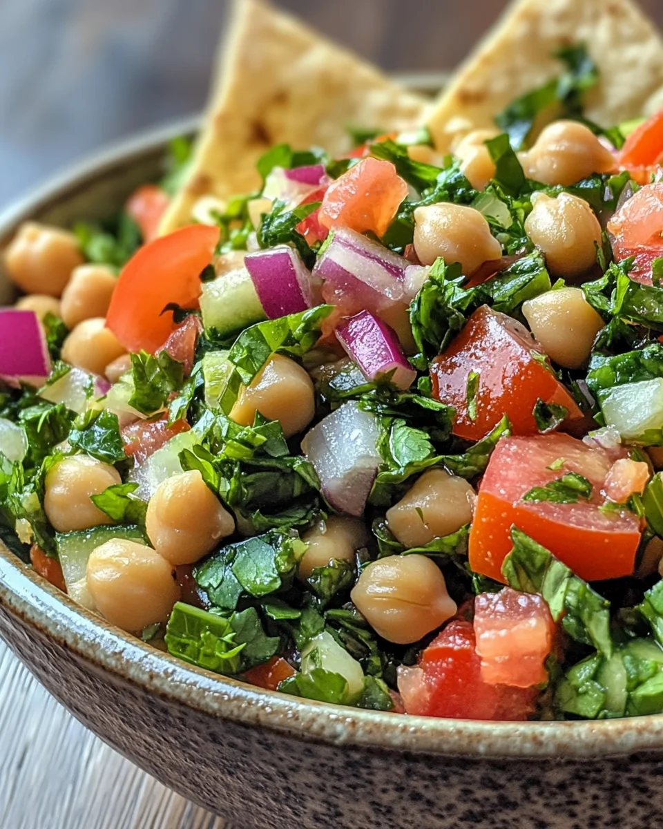 Chickpea Chopped Salad with Pita Chips