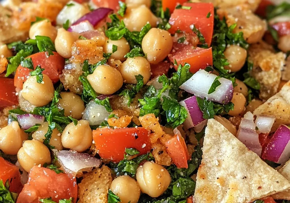 Chickpea Chopped Salad with Pita Chips