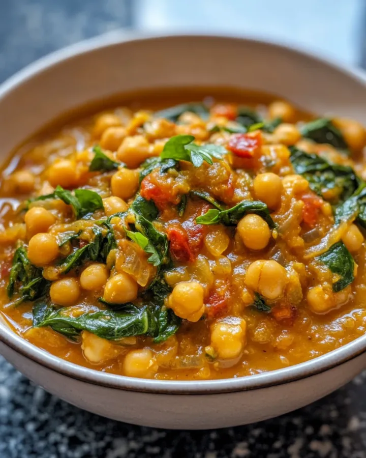 Curried Chickpea & Spinach Stew with