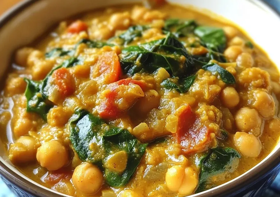 Curried Chickpea & Spinach Stew with