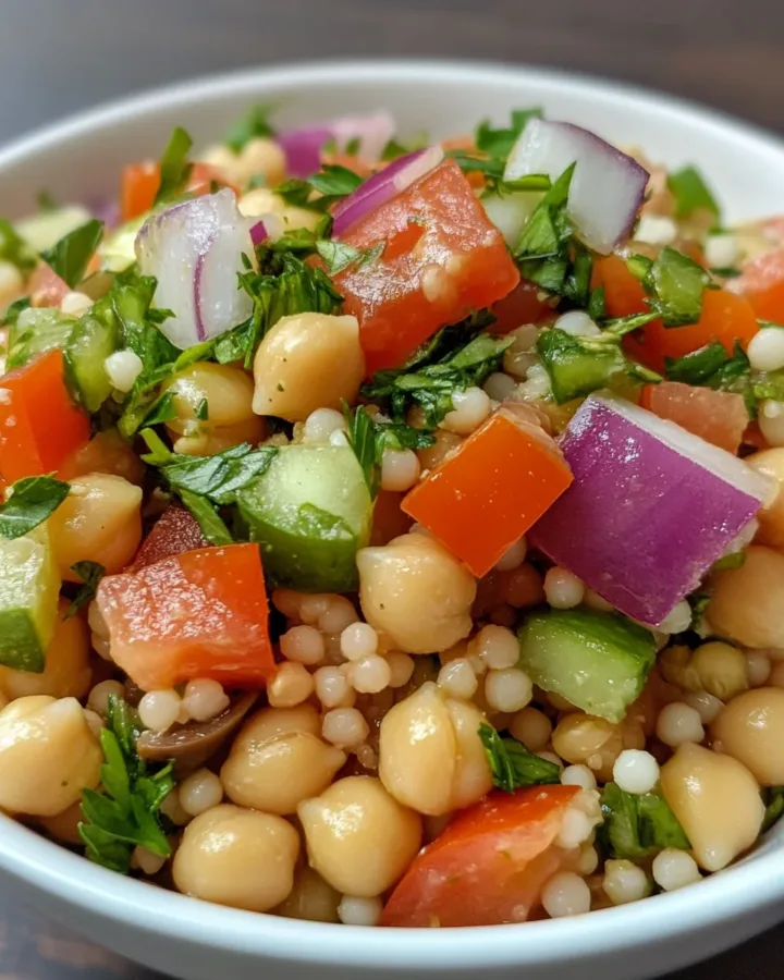 Fregola Salad with Olive Relish & Chickpeas