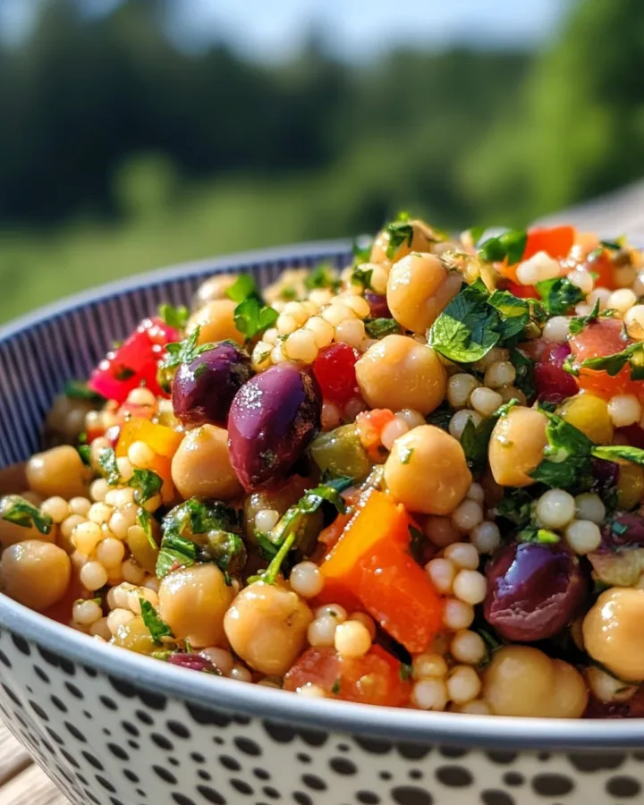 Fregola Salad with Olive Relish & Chickpeas