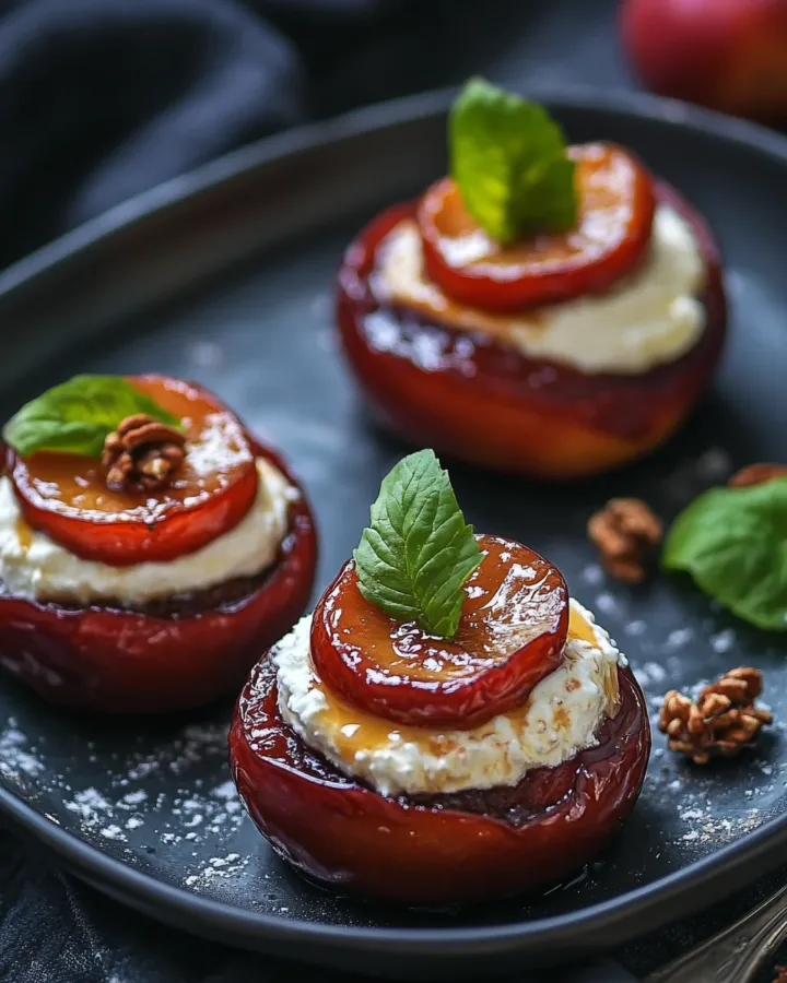 Honey-Baked Plums with Mascarpone