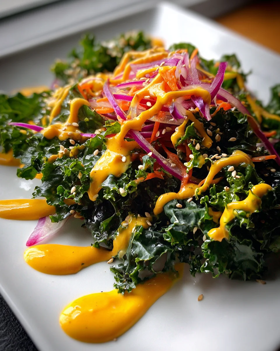 Kale Salad with Carrot Ginger Dressing