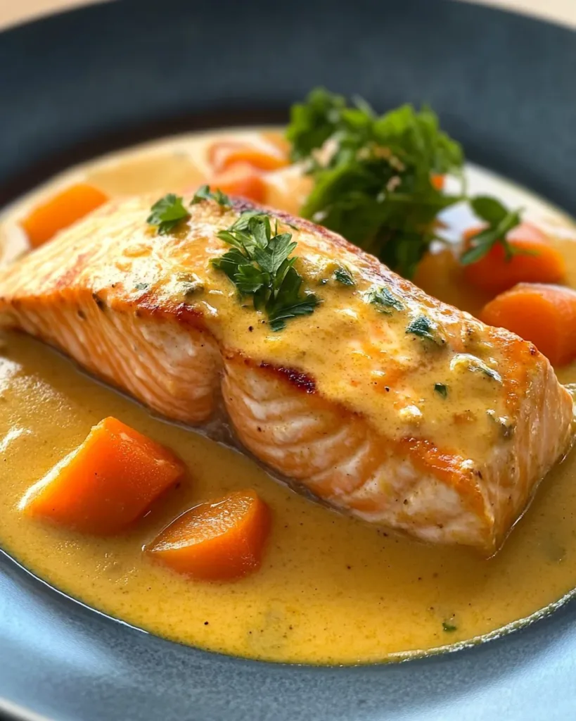 Microwave Red Curry Poached Salmon