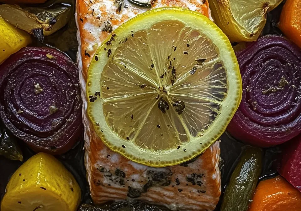 One-Pan Lemon Herb Baked Salmon with Roasted Vegetables