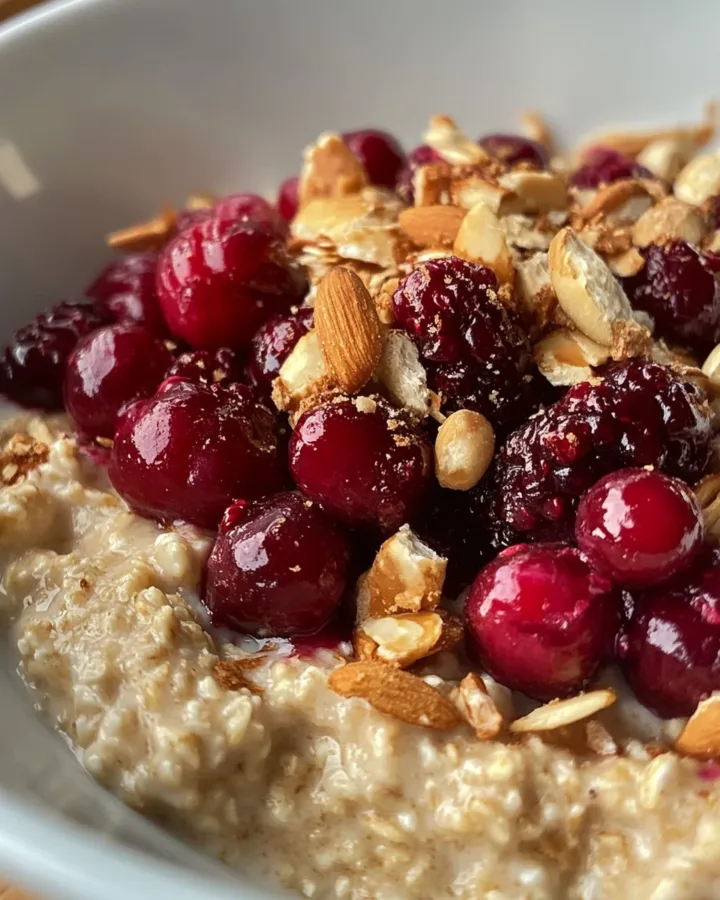 Overnight Oats with Roasted Berries