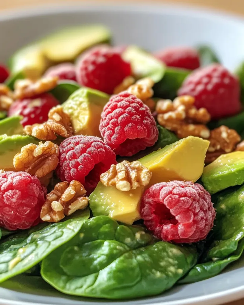 Raspberry-Spinach Salad with Avocado & Walnuts