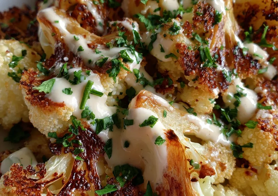 Roasted Cauliflower with Tahini Ranch
