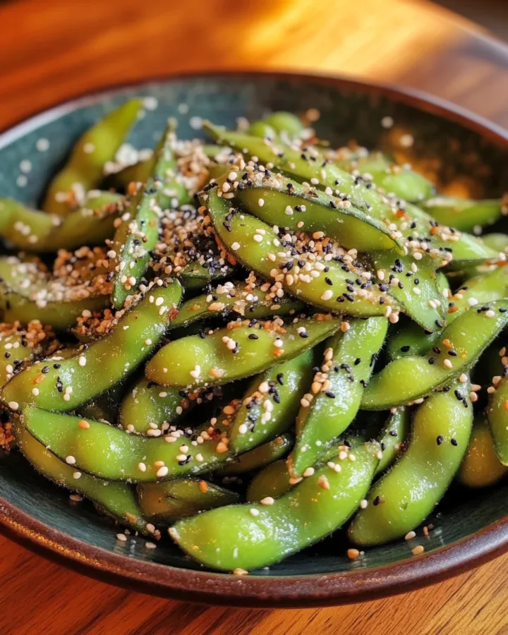 Roasted Edamame with Everything Bagel Seasoning