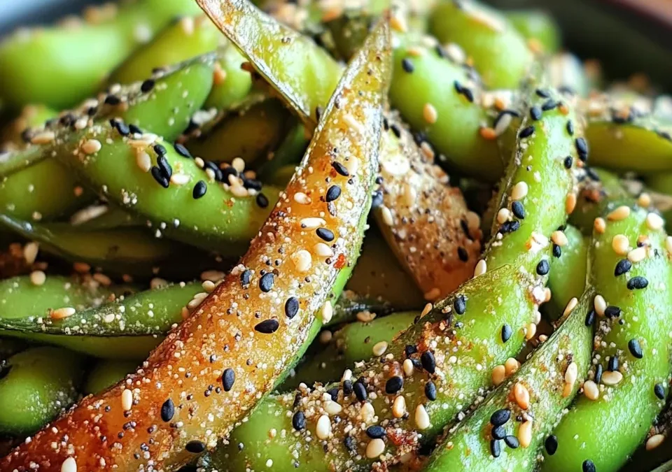 Roasted Edamame with Everything Bagel Seasoning