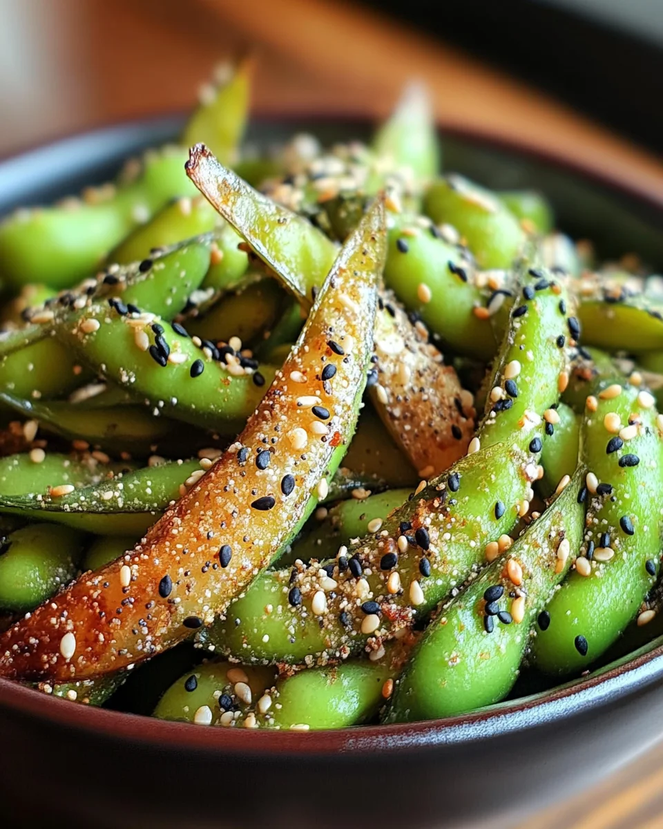 Roasted Edamame with Everything Bagel Seasoning