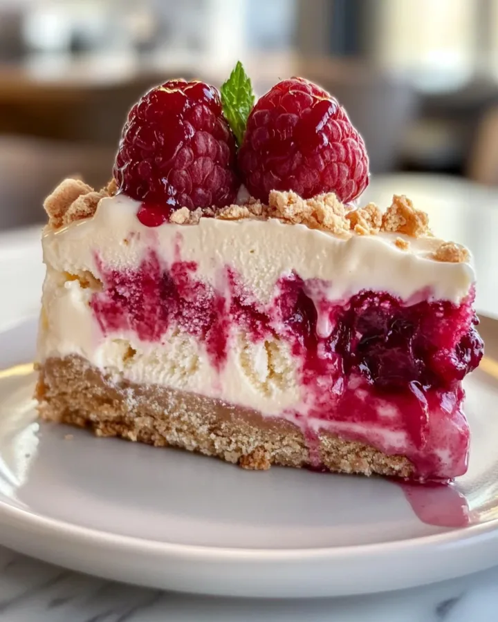SUMMER RASPBERRY CHEESECAKE ICE CREAM