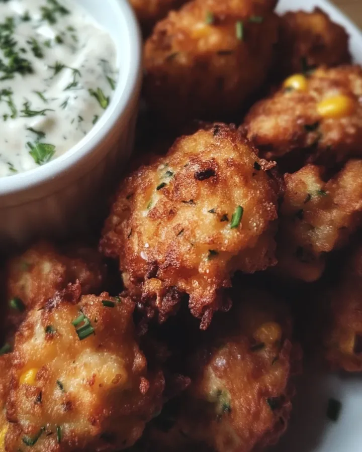 Zucchini and Corn Fritters with Creamy Dill Dip