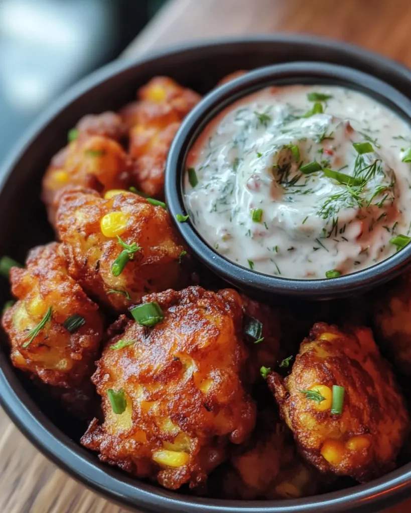 Zucchini and Corn Fritters with Creamy Dill Dip