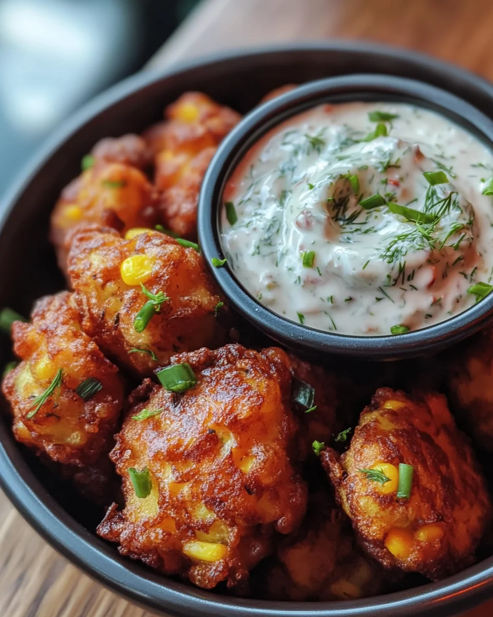 Zucchini and Corn Fritters with Creamy Dill Dip