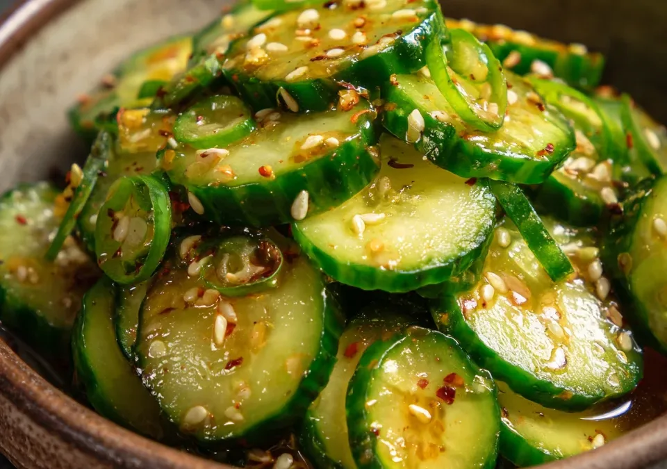 Asian Cucumber Salad with Sesame Ginger Dressing