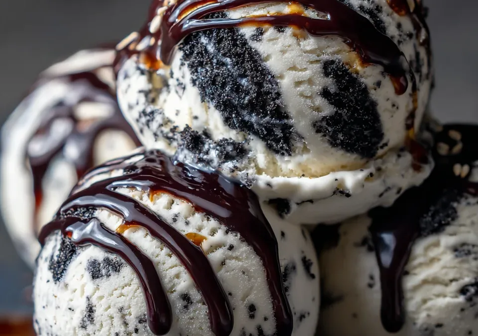 Black Sesame Ice Cream with Honey Drizzle