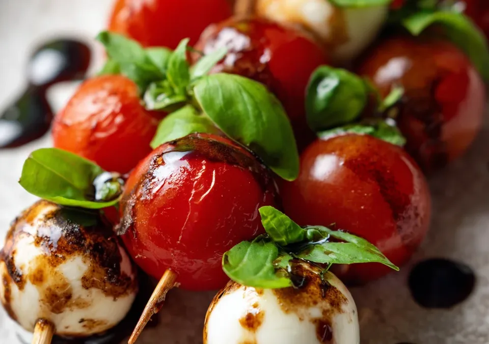 Caprese Skewers with Balsamic Glaze