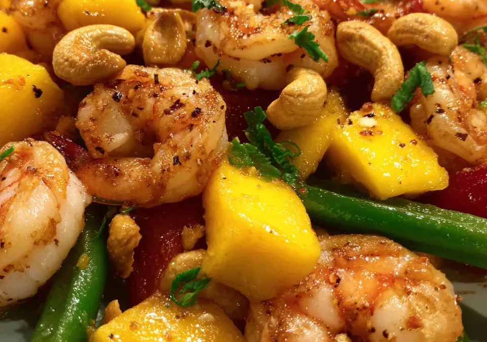 Cashew Shrimp and Mango Stir Fry
