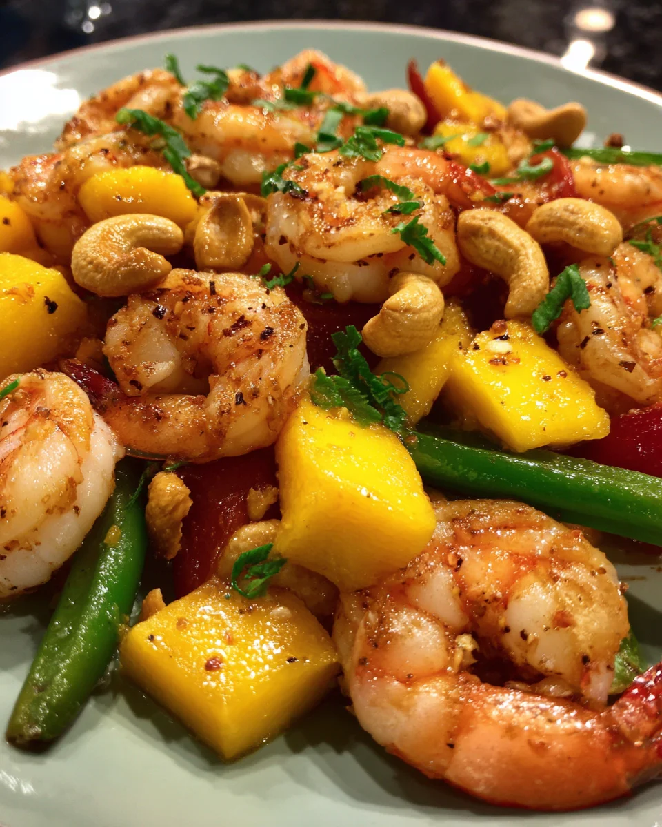 Cashew Shrimp and Mango Stir Fry