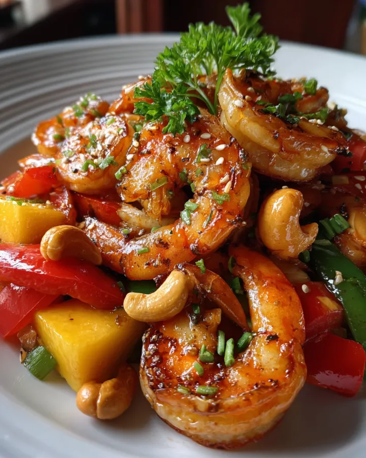 Cashew Shrimp and Mango Stir Fry