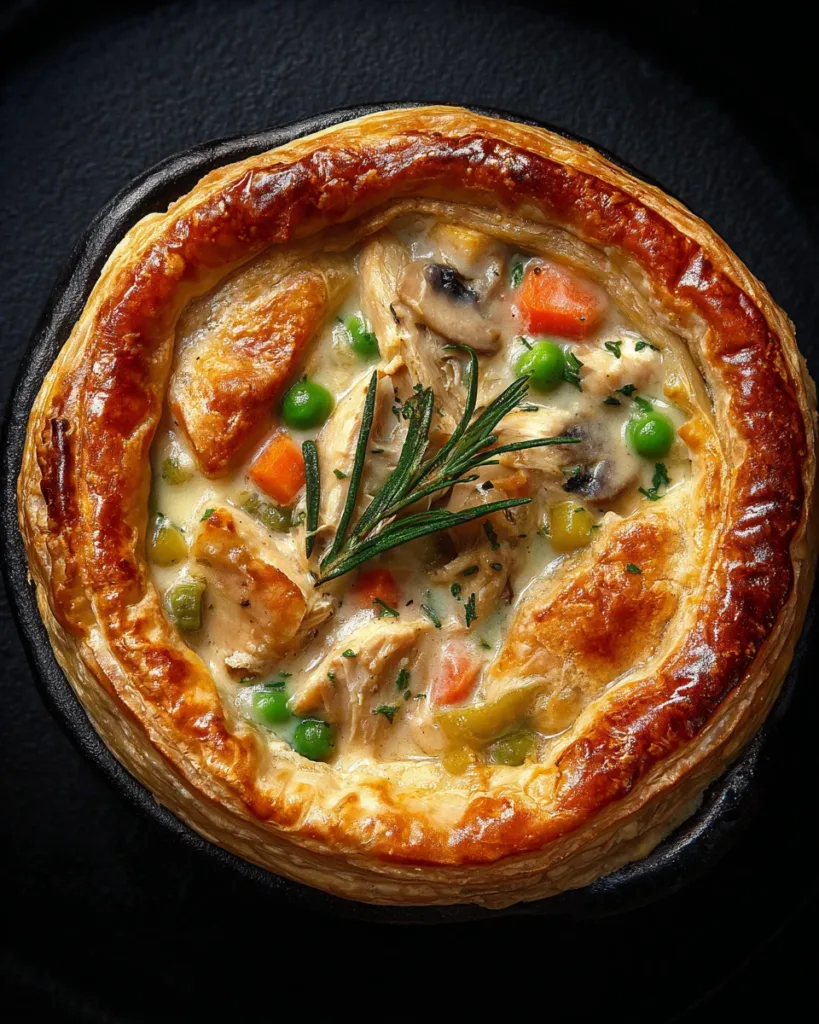 Chicken and Vegetable Pot Pie (with puff pastry crust)