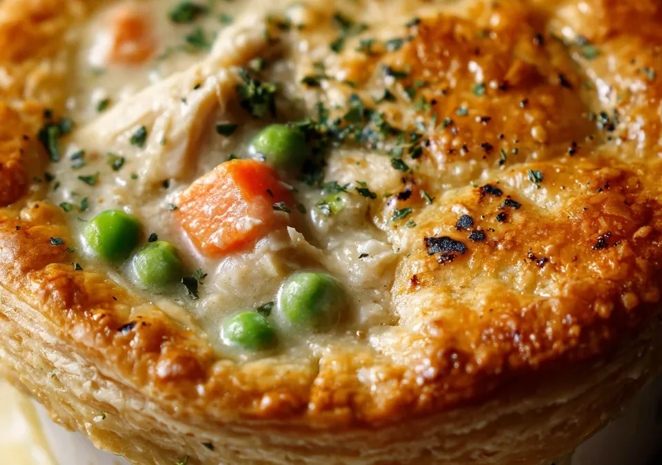 Chicken and Vegetable Pot Pie (with puff pastry crust)