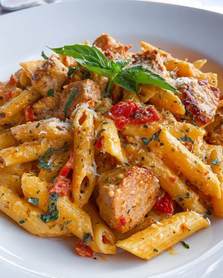Creamy Tomato Basil Pasta with Chicken Sausage