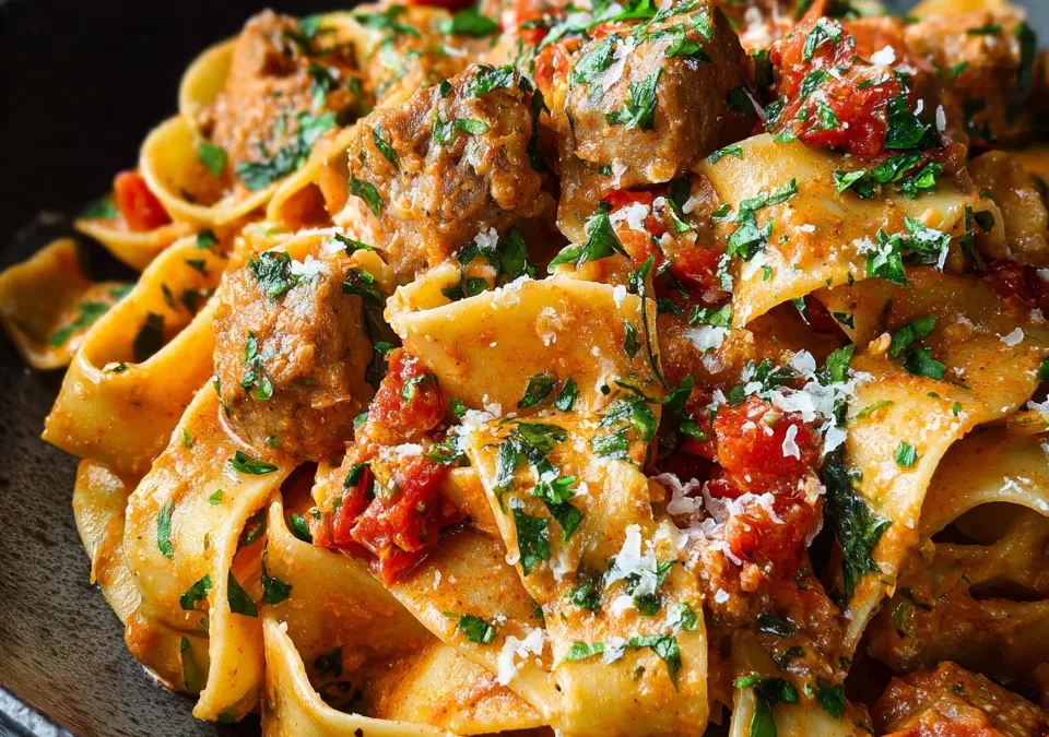 Creamy Tomato Basil Pasta with Chicken Sausage