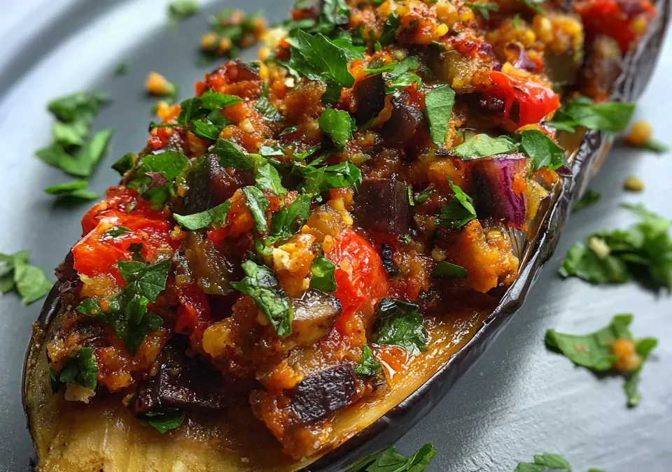 Easy Moroccan Stuffed Eggplant