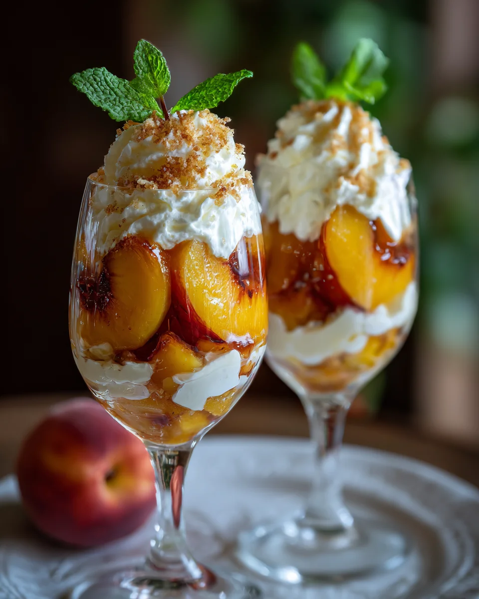 Grilled Peach and Mascarpone Parfaits