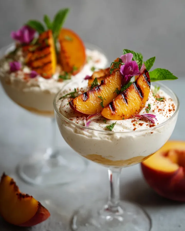Grilled Peach and Mascarpone Parfaits