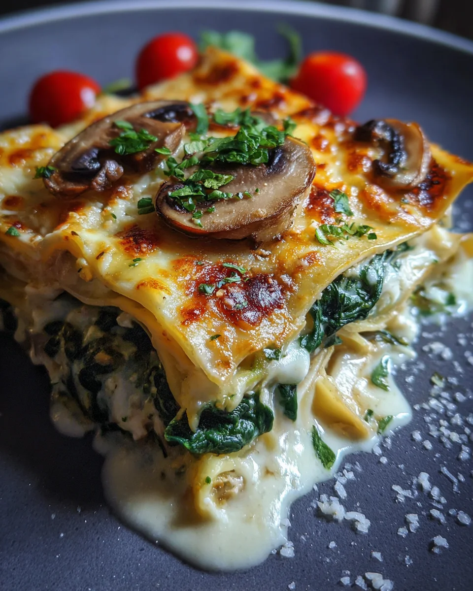 Mushroom and Spinach Lasagna with Bechamel Sauce