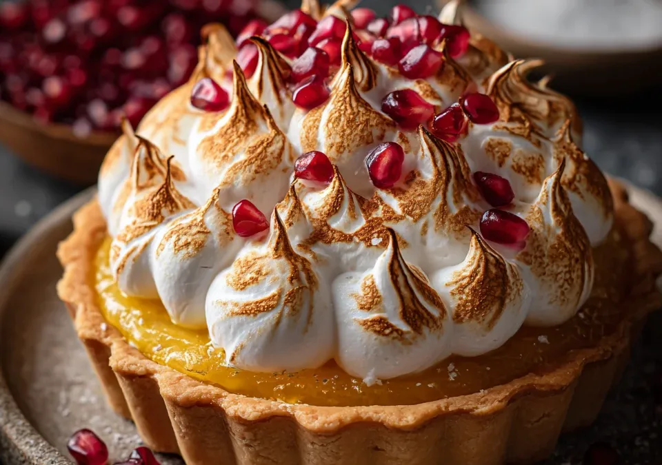 Orange Curd Tart with Pomegranate Meringue