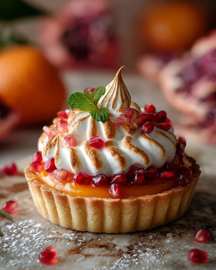 Orange Curd Tart with Pomegranate Meringue