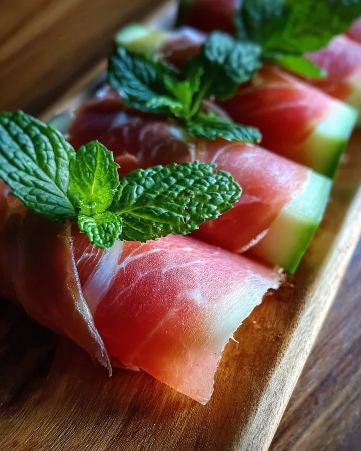 Prosciutto-Wrapped Melon with Mint
