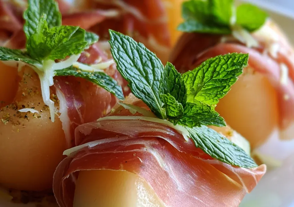 Prosciutto-Wrapped Melon with Mint