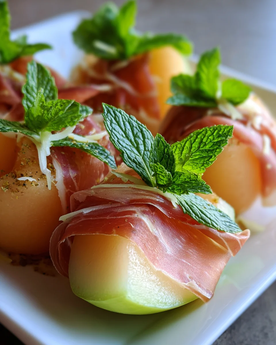 Prosciutto-Wrapped Melon with Mint
