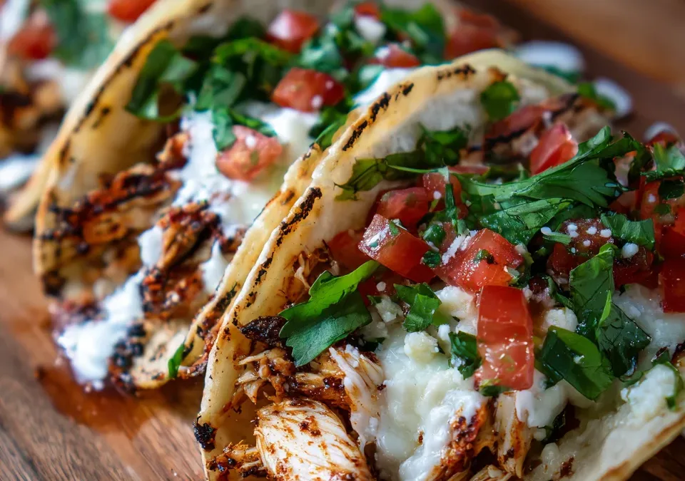 Queso Chicken Tacos