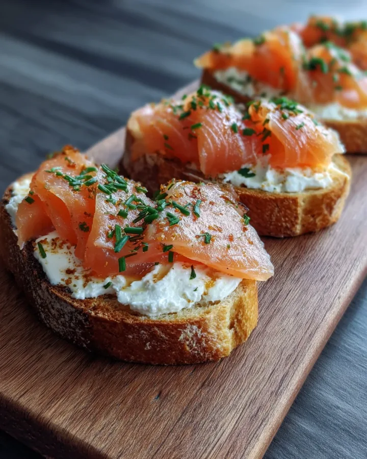 Smoked Salmon and Cream Cheese Crostini
