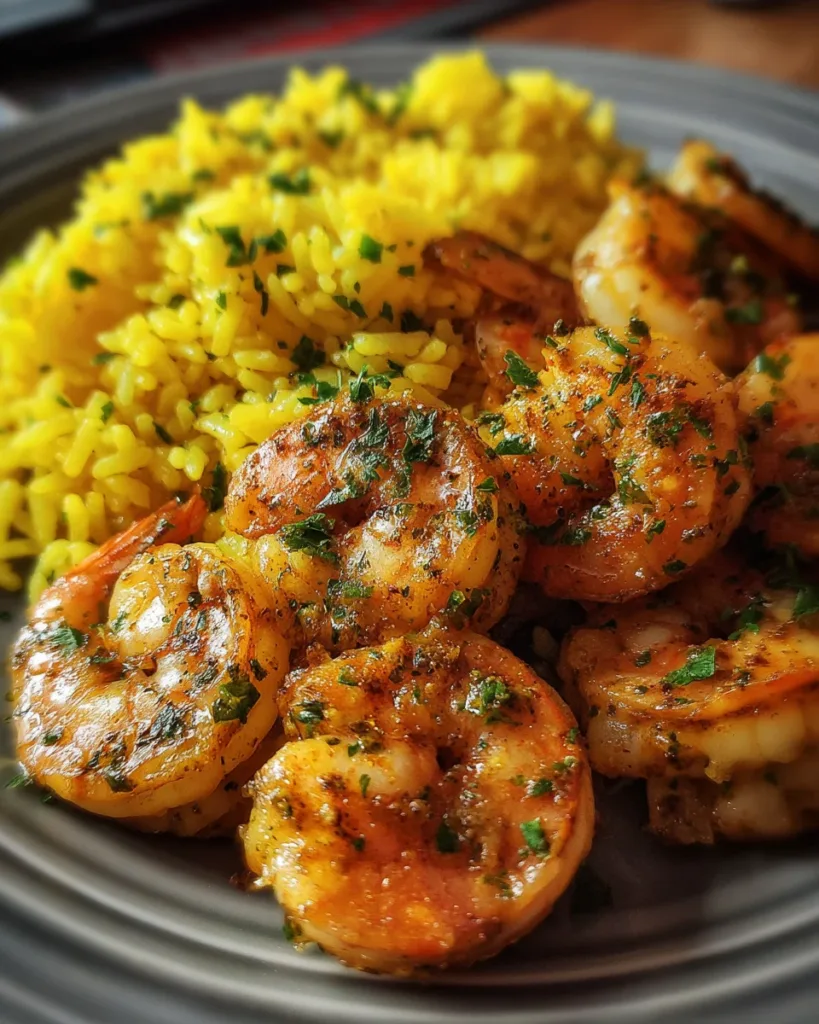 Spanish Garlic Shrimp with Saffron Rice