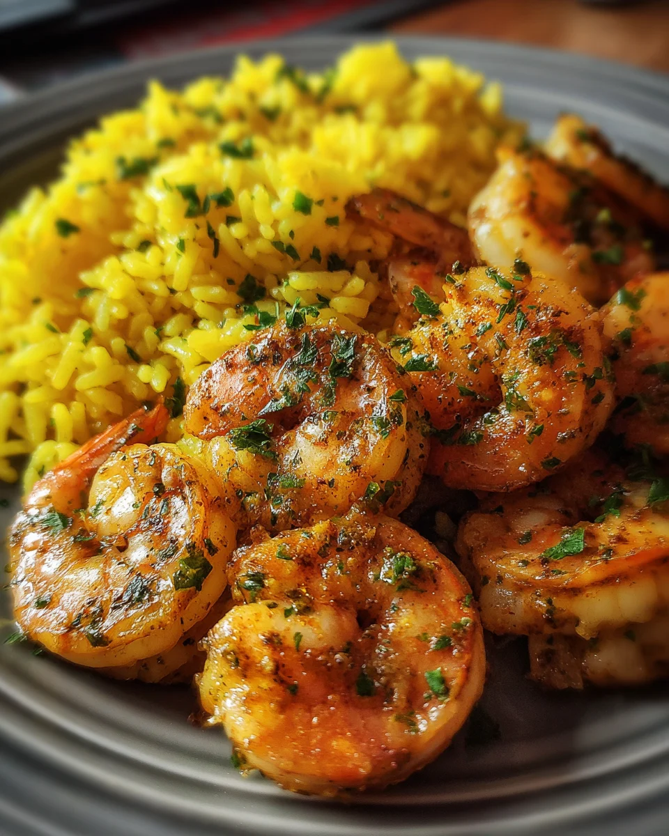 Spanish Garlic Shrimp with Saffron Rice