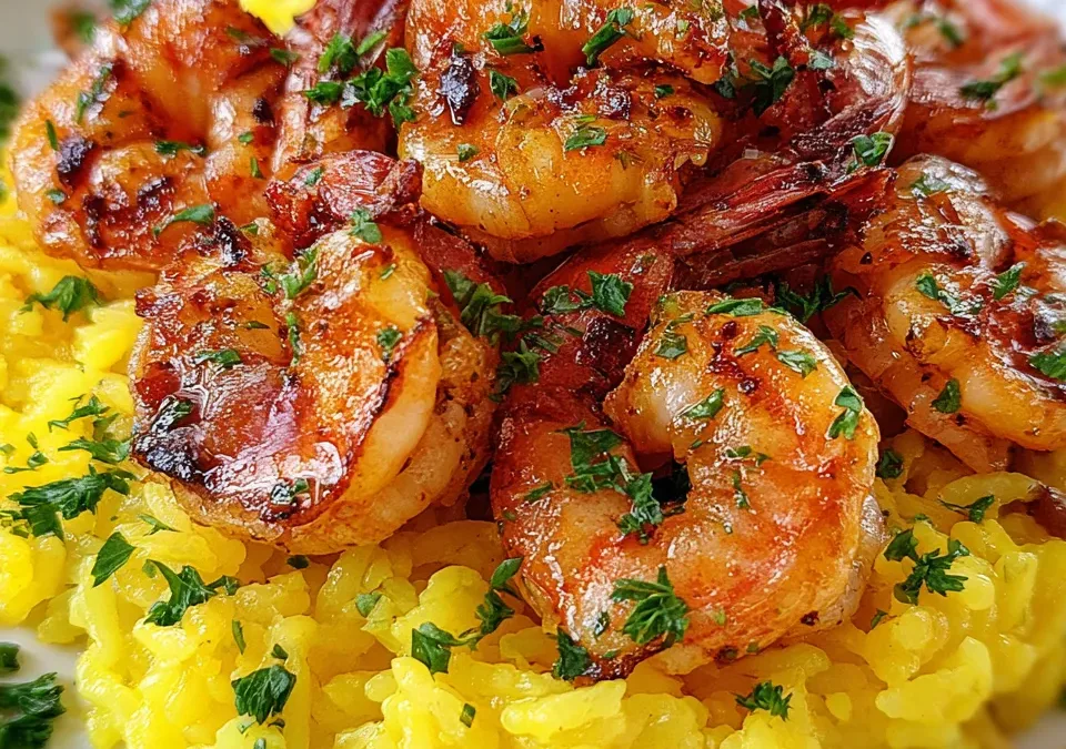 Spanish Garlic Shrimp with Saffron Rice