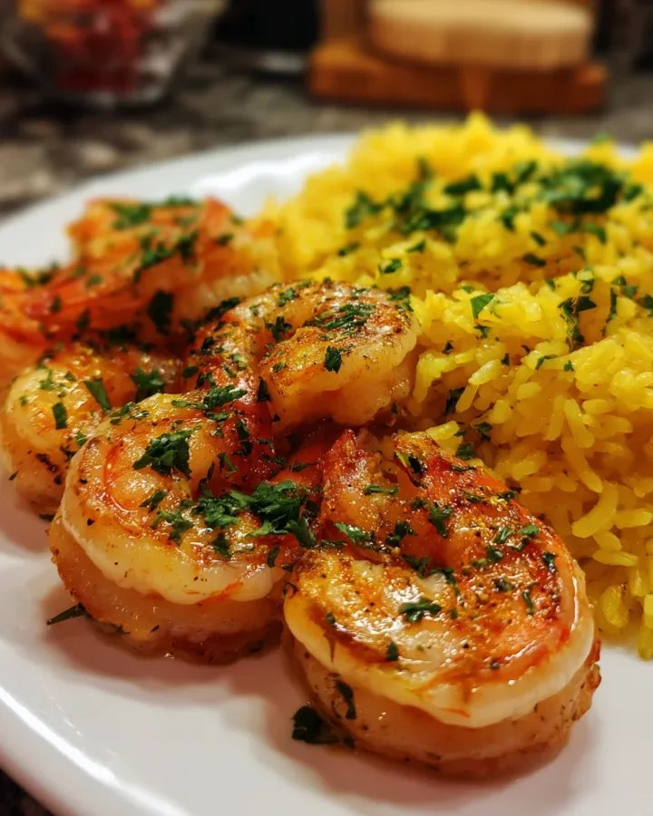 Spanish Garlic Shrimp with Saffron Rice