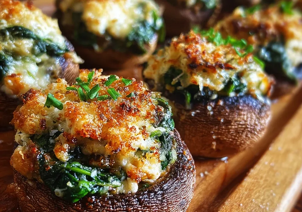 Spinach and Feta Stuffed Mushrooms
