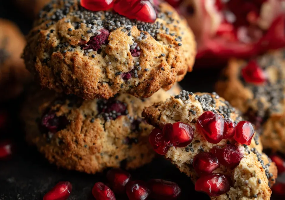 Tahini Cookies with Pomegranate Seeds